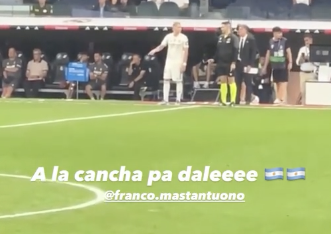 F1车手科拉平托现身伯纳乌，为马斯坦托诺皇马首秀送上祝福